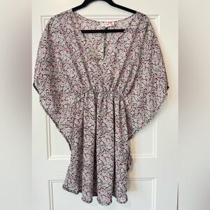 OP Floral Tunic Top Size G Pink Black Boho Beach Cover Up